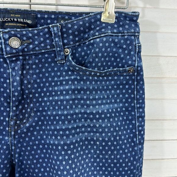 Lucky Brand Jeans Size 10 Lolita Mid Rise Blue Polka Dot Slim Leg - Picture 7 of 15